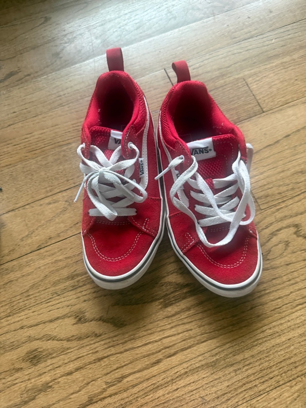 Vans Kids Red and White Lace-Up Sneakers